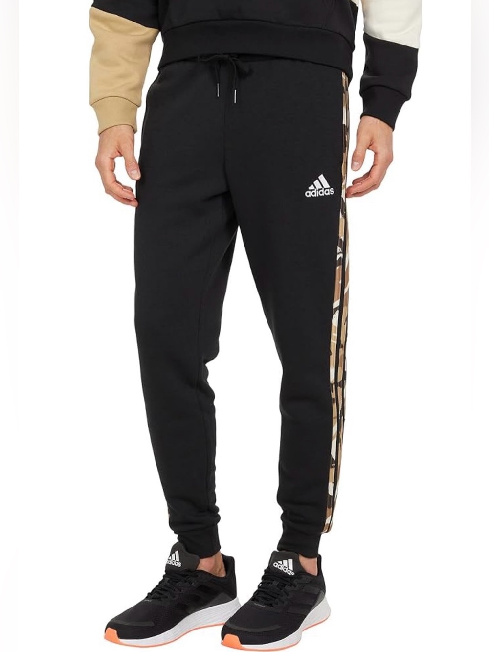 ADIDAS 3 STRIPES BLACK CAMO JOGGERS PANTS Size 3XL Drawstring Waist